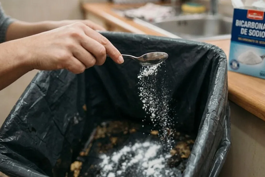 El truco viral del bicarbonato en la basura sí funciona… pero una cucharadita no basta